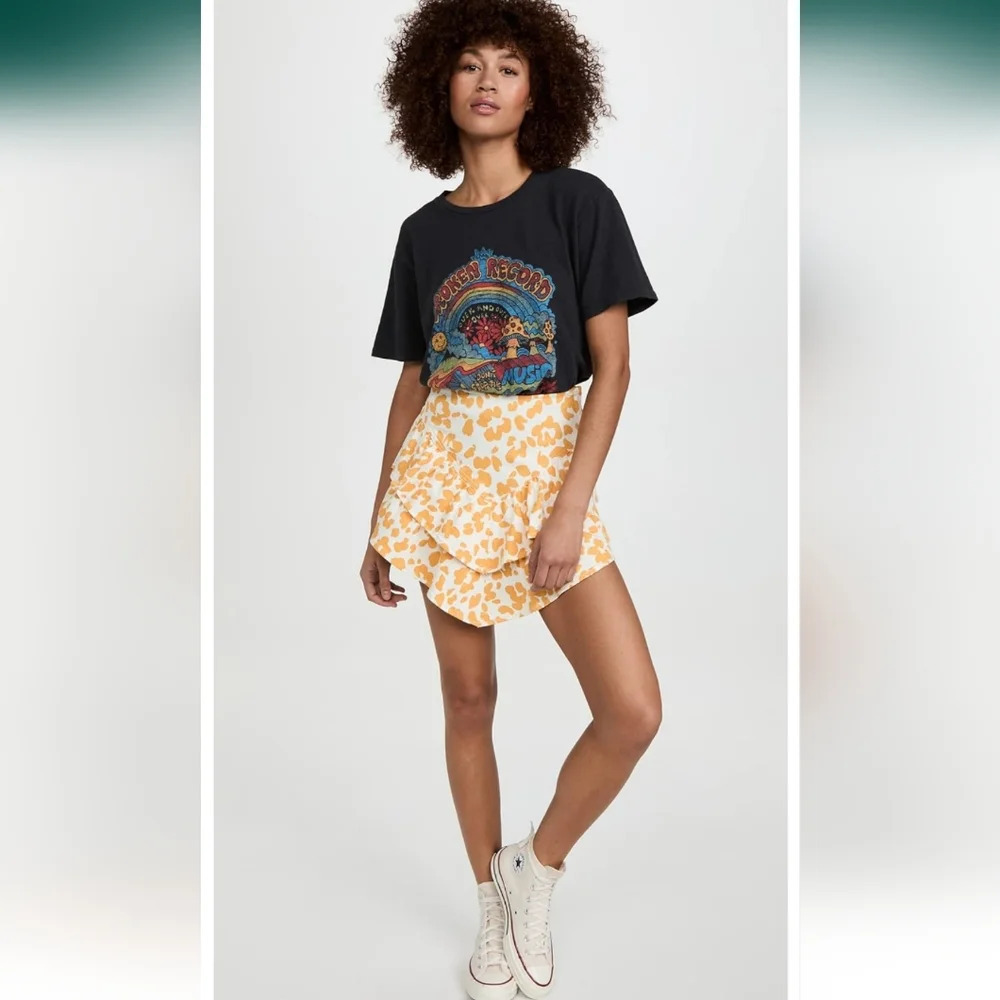 MOTHER, The Ruffle Leopard Mini Skirt, Yellow and White, Size 30 - Picture 1 of 16